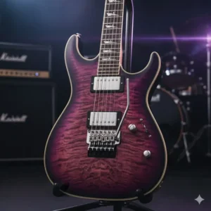 A full image of a professional bass guitar, an instrument line included in the schecter guitar research diamond series.
