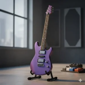 A modern, non-Fender brand electric guitar featuring an offset guitar body design.