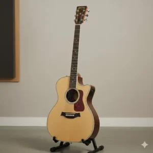 Martin Custom X Series guitar secured inside the padded, logo-branded gig bag for easy transport.