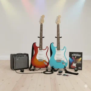 A complete starter kit for beginners looking for an affordable electric guitar left handed package.