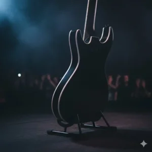 Side profile of the sculpted basswood body contour on a jackson seven string guitar, designed for comfortable playing.