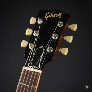 Illustration 1: Close-up of the sg jr guitar headstock showing the vintage-style tuners and brand logo.