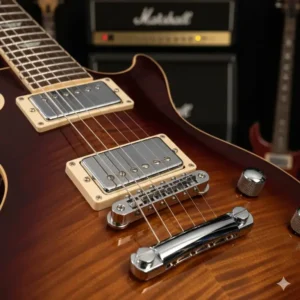 7 - A view of the Seymour Duncan humbucker pickups installed on a specific edwards guitar, a common feature that enhances the instrument's tone.