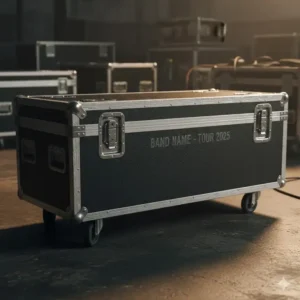 Heavy-duty hard shell multi guitar case with reinforced corners for touring musicians.