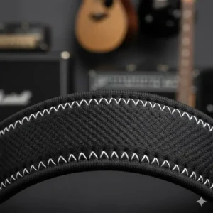 High-quality texture of breathable neoprene 4 inch wide guitar straps with reinforced stitching.