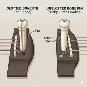 Visual explanation of the differences between slotted and unslotted bone bridge pins.