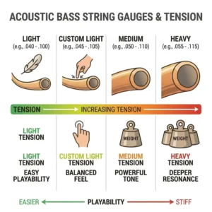 A visual step-by-step tutorial on how to properly install new acoustic bass strings.