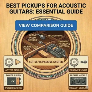 Graphic comparing active and passive electronics to determine the best pickups for acoustic guitars for your needs.