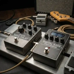 A detailed illustration comparing analog and digital circuit paths found in the best delay for bass units.