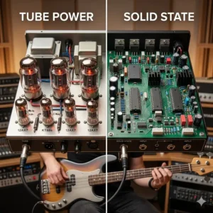A visual comparison between tube and solid-state top bass amps circuitry.