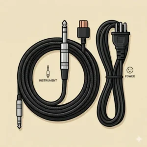 High-quality braided instrument cables and power leads included in this standard bass amp package.