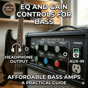 Highlighting the essential headphone and aux-in features of an affordable bass amp.