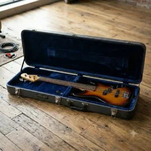 A premium padded short scale bass gig bag featuring thick foam padding and heavy-duty zippers.