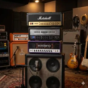 An infographic diagram comparing vacuum tubes and solid-state circuitry used in the best amp heads.
