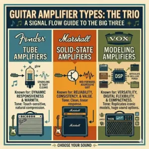 An iconic Marshall stack on a concert stage, illustrating one of the best amplifier brands guitar for rock music crunch.