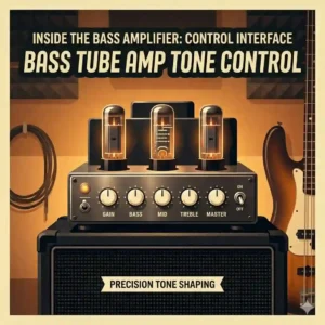 A close-up graphic illustration of the equalizer knobs, gain controls, and interface layout of the best bass tube amplifier.