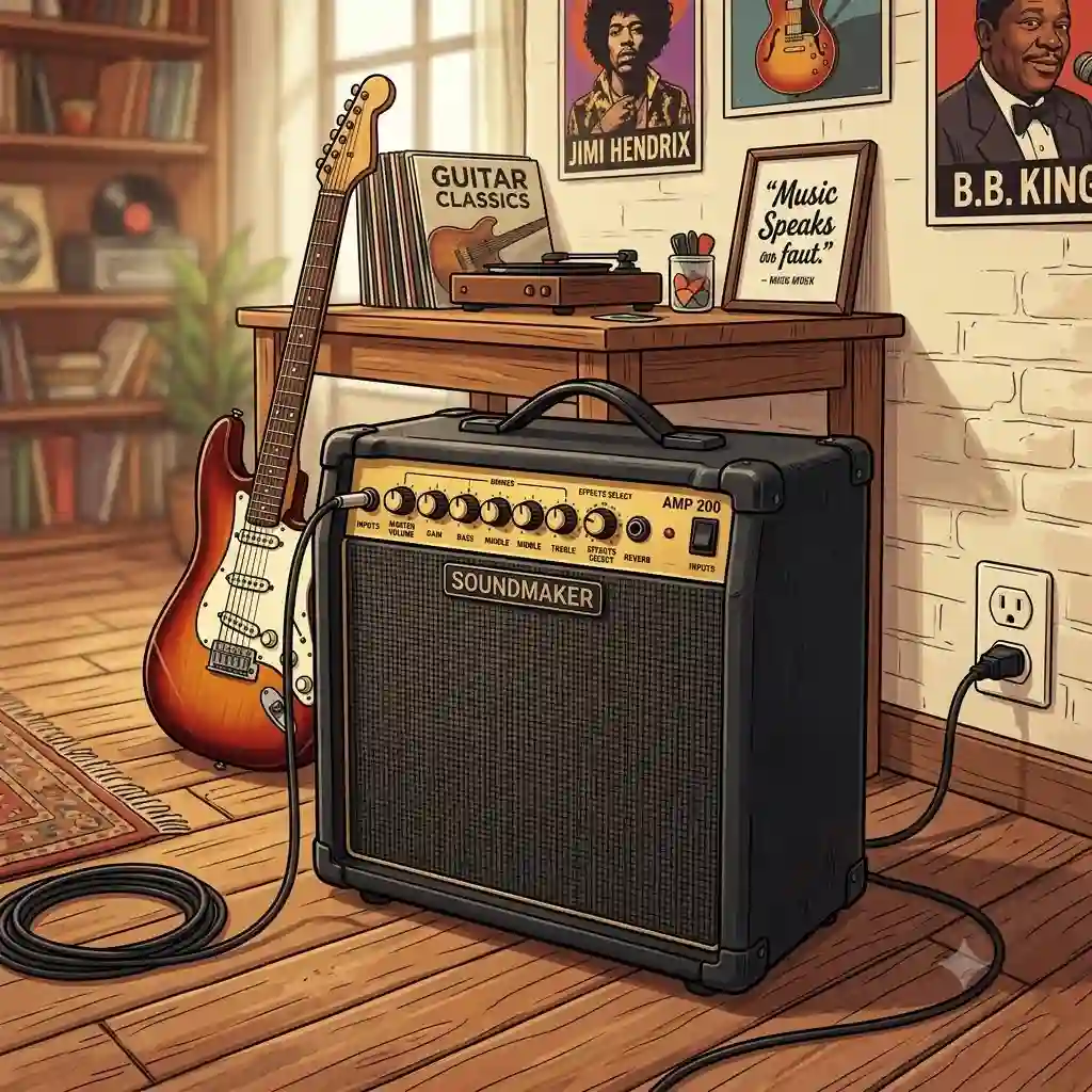 A high-quality studio shot of a compact combo amplifier, highlighting why it is the best guitar amp under 200 for beginners.